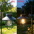 Solar Lanterns Outdoor Waterproof,4pack Hanging Solar Lights Lantern Lamp with Shepherd Hook, Metal Waterproof Edison Bulb Lights for Garden Outdoor Pathway - Image 2