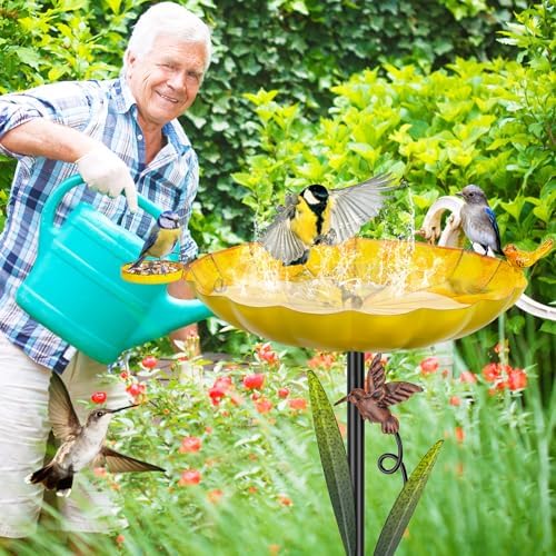 Metal Bird Bath for Outside,41.5" Freestanding Garden Birdbath Bowl - Image 6