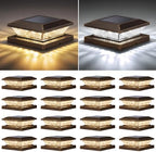 Mlambert 4x4 Solar Post Cap Lights Outdoor 16 Pack, Waterproof Solar Fence Light for Wooden/Vinyl Post, 2 Color Outside Deck Patio Porch Decor, Brown by Mlambert