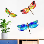John's Studio Dragonfly Wall Decor Outdoor Metal Garden Hanging Art Glass Sculptures Home Insect Theme Decorations for Living Room, Bedroom Yard, Fence and Patio - 3 PCS - Image 3