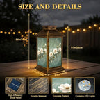 Solar Lantern Outdoor Waterproof Vintage Green Blue Leaf White Magnolia Floral Forest Flowers Branches Garden Decor LED Solar Lights Hanging/Tabletop Lamp Gifts for Women Mom for Outside Yard Patio - Image 2