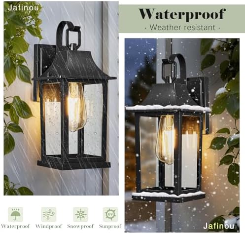 Outdoor Sconce Lights，Black 13 inch Outdoor Wall sconces，Aluminum & Tempered Glass Exterior Sconce，Waterproof Rustproof Porch Lighting for Front Door，Garage，Patio - Image 2