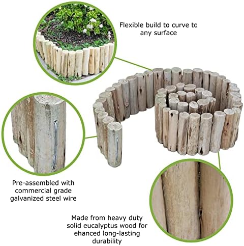 Forever Bamboo Natural Eucalyptus Wood Solid Log for Landscaping Edging Lawn Garden Fence Borders 72 in L x 6 in H x 1.25 in D - Image 3