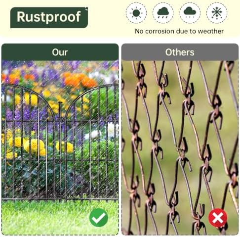 20 Panels No Dig Decorative Garden Fence, 24in(H) x 40ft(L) Animal Barrier, Rustproof Metal Temporary Dog Fence for Outdoor Yard, Patio, Flower Bed - Image 5