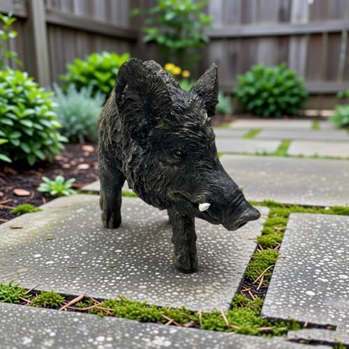 Large Wild Boar Garden Statue - 21.26" L x 12.2" H Faux Boar Sculpture, Realistic Resin Wildlife Figurine Ornament for Outdoor Decor, Yard Art Craft for Patio Lawn Porch - Image 5