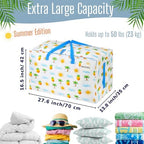 VENO 10 Pack Extra Large Heavy Duty Moving Bags with Wide Opening & Reinforced Handles, Reusable Storage Tote Bags with Strong Zippers for Clothes, College Dorm Essentials & Moving Supplies - Image 2