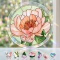 Peony Jigsaw Puzzle Acrylic Suncatcher Size 14 inches, Floral Sun Catchers, Window Hanging Ornaments, Peonies Stained Glass Effect Decor by GIKZO