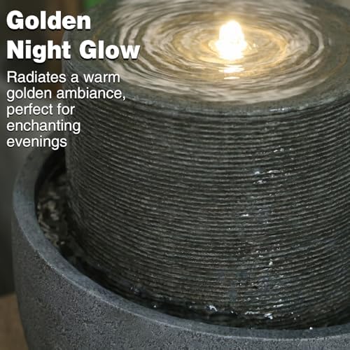 18H Modern Outdoor Water Fountain Zen-Style with Warm LED Lights - Image 5