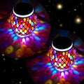 2 Pack Mosaic Red Solar Lanterns, Outdoor Glass Hanging Lights, Waterproof, Solar Table Lamps, Christmas Gifts for Women Mom Grandma, Night Lights, Decoration for Garden, Patio, Yard, Outdoor Decor by Unknown
