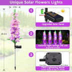 MRHEPHAESTUS Solar Garden Lights, Solar Purple Delphinium Flowers Lights 8 Pack 160 LEDs, Waterproof Outdoor Light Two Lighting Modes for Outside Wedding Party Garden Yard Patio Lawn Decor - Image 2