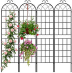 LZRS 82.7 x 80in Rustic Iron Arch Decoration Garden Trellis with Black Metal Coating – Perfect for Supporting Climbing Plants Outdoor, Roses, Vines, Flowers, and Vegetables. by LZRSPET