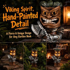 10" Solar Tiki Statue, Viking Warrior with LED Eyes, Outdoor Tiki Decor - Image 7