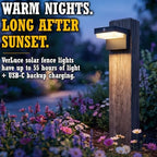 Solar Fence Lights, Motion Sensor, 2 Modes, 3000K Warm, 2pk - Image 2