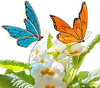 Morpho and Monarch Butterfly Plant Stake Set - Blue & Orange Decorative Plant Stakes for Indoor Plants - Colorful Insect Plant Accessories for Pots & Garden Decor - Gift Set for Plant Lovers by GlassArtStories