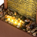 Teamson Home 38.5" Faux Slate Outdoor LED Waterfall Fountain, Red Rock - Image 5