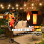 Hot Air Balloon Solar Lantern - Cardinal Bird Glass Lantern, Simulated Flickering & Dancing Flame, Outdoor Hanging Yard Light Waterproof IP65 for Patio Lawn Porch Decor Gift - Image 2