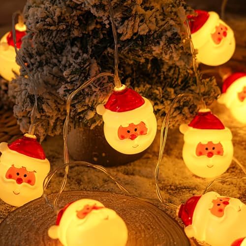 CAKERS Christmas Decor String Lights|Creative Cute Novelty Fairy Lights|Hanging Copper Wire Lights|Night Lights for Birthday Party Xmas Tree Decor,Santa Claus Head,3m(9.8ft)-20LED-USB - Image 5