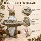Garden Statues Bunny Sulpture with Leaf-Shaped Tray Fall Decor 22.44 Inch - Image 2