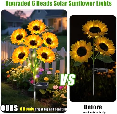 ostritec Solar Lights Outdoor Garden Decor 6 Pack, 36 Sunflower, Waterproof - Image 5