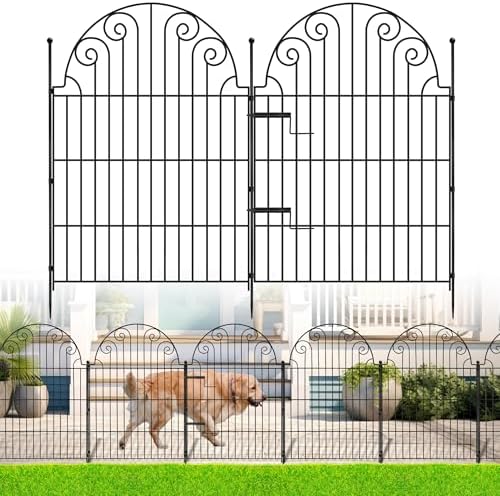 Garden Fence 10 Panels, 42 in H Above Ground, No Dig Metal Fence by Unknown