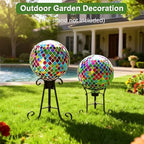 VOREEN Mosaic Garden Gazing Ball 10 Inch, Colorful Glass Outdoor Decor Sphere, Fade-Resistant Weatherproof Yard Lawn Patio Landscape Ornament Gift - Image 3