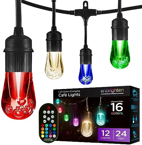 Enbrighten Vintage Outdoor String Lights, 24ft, 12 Bulbs, Remote Control by Enbrighten