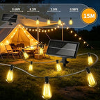 Solar Lights Outdoor Waterproof: ST38 50FT 15M Patio Lights Shatterproof Bulbs - Solar Powered & USB Charging- Remote Control 3 Light Modes Dimmable Solar Light - Garden Camping Backyard - Image 6