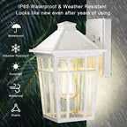 Darkaway Outdoor Sconce Lights Wall Light Fixtures, Front Porch Light Outdoor Wall Anti-Rust Waterproof Aluminum with Glass Exterior Light Fixture for Patio, Yard, Doorway, Garage(1 Pack, White) - Image 2