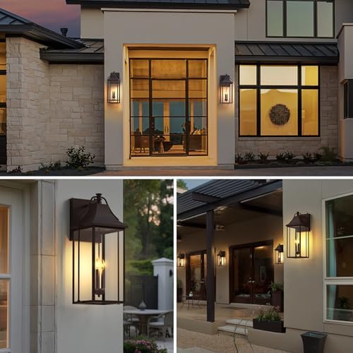 25IN Dusk to Dawn Outdoor Wall Sconce, 3-E12 Base Patio Light - Image 5