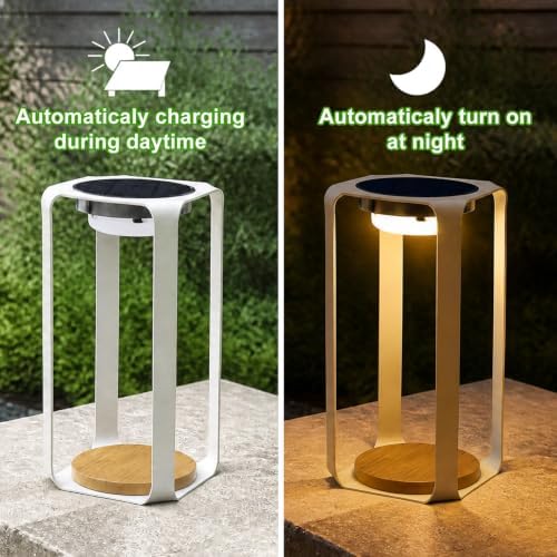 Solar Outdoor Table Lamp, Rechargeable Cordless Patio Lamp Waterproof - Image 4