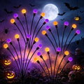 VOOKRY 4 Pack Halloween Decorations Outdoor, 24 LED Solar Firefly Lights Outdoor Waterproof Swaying Scary Solar Halloween Lights for Yard Garden Pathway Lawn Party Decor, Orange & Purple by VOOKRY
