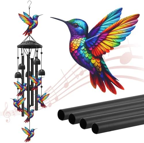 Hummingbird Wind Chimes for Outside,Metal Chime,Hummingbird Gifts for Women by HUVNSOCH
