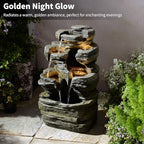 Bumilgar Outdoor Water Fountain 6-Tier Stacked Rock Design with LED Lights - Image 2
