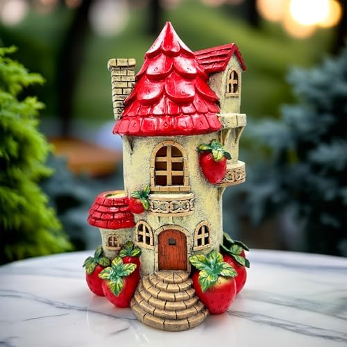 OrnamentallyYou Spring & Summer-Themed Garden Statues – Adorable Outdoor Decor for Lawn, Patio & Porch (Solar Powered Strawberry Fairy Home Garden Statue, 10" Unique Spring Decoration) by OrnamentallyYou