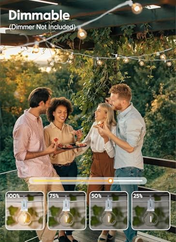 Brightown 30 FT Outdoor String Lights - Commercial Globe Patio Lights with 30 G40 LED Shatterproof Bulbs, Waterproof Connectable Hanging Light for Backyard Bistro Porch Cafe Deck - Image 3