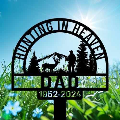 Personalized Hunter Grave Marker White-Tailed Deer Dad Hunter Memorial Garden Stake 8-24 inch Hunter Dad Loss Gift, Hunter Memorial Gift Loss of Loved One (White-Tailed Deer Dad Hunter) - Image 2