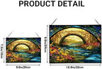 Rainbow Bridge Over Meadow Stream Rectangular Stained Glass Suncatcher – Hanging Window Panel with Animal & Nature Scene – Vibrant Glass Art Gift for Wildlife, Fantasy, Nature Lovers YSUv9u - Image 4
