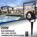 20W Led Spotlights Outdoor Landscape Lights,Low Voltage Led Landscape Lighting, 12V ~24V AC/DC Waterproof Landscape Spotlights with Stake for Tree Flag Lights 3000K Ultra Warm White (4Pack) - Image 2