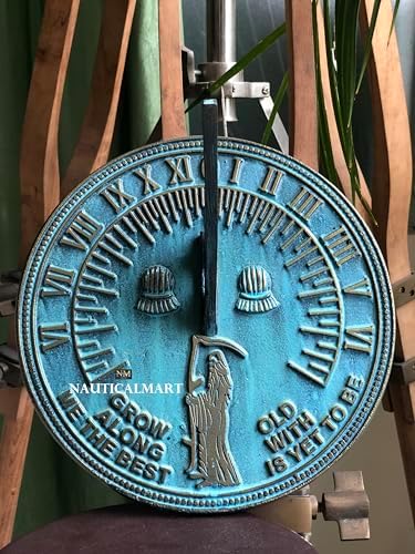 NauticalMart Brass Father Time Sundial with Verdigris Highlights Home Decorative Timeless Garden Decor Historical Ornament Gift - Image 3