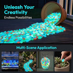 Colorful Glow in the Dark Pebbles for Garden Outdoors, Luminous Stones for Walkways, Driveways & Fish Tank Decor, Weatherproof Resin Glowing Rocks for Landscaping & Aquarium (1000, Multicolor) - Image 2
