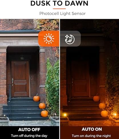 L LOHAS LED Orange Halloween Lights Outdoor Spotlight Dusk to Dawn Plug in - Image 2