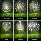 Maleyt 6 Pack Solar Garden Lights, Firework Lights, Decorative, 8 Lighting Modes with Remote 120 LED Twinkling Waterproof Landscape Outdoor Decor, for Pathway Backyard Walkway Patio (White) - Image 2