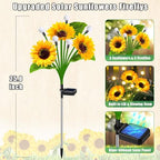 6 Pack Solar Sunflowers with Firefly Lights Garden Decor Gifts - Image 3