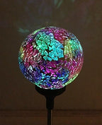 Colorful Ball Solar Lights (#Whitem003R), Solar Power Multi-Color Color Changing LED Mosaic Crackle Glass Ball Decorative Garden Yard Light Stake Lamp - Image 7