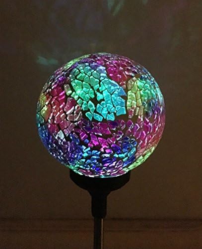 Colorful Ball Solar Lights (#Whitem003R), Solar Power Multi-Color Color Changing LED Mosaic Crackle Glass Ball Decorative Garden Yard Light Stake Lamp - Image 7