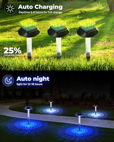 ALEPOD Solar Pathway Lights Outdoor 8 Pack, 7 Lighting Modes Solar Lights Outdoor Waterproof IP68, Landscape Lighting for Yard Pathway Backyard Lawn - Image 3