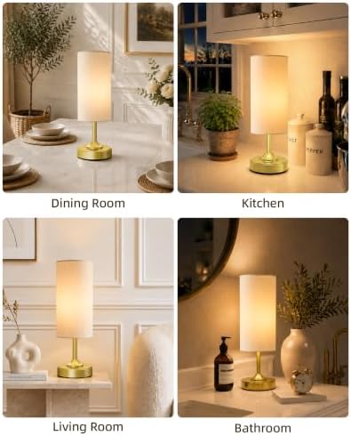 Cordless Lamp, 2-Pack, Dimmable, Ambient Light, 2700K, Timer, Touch Control, Portable, LED, Battery Operated, Rechargeable, Wireless, Desk Lamp, Kitchen Lamp, Fabric Shade, for Bedroom, Living Room - Image 7