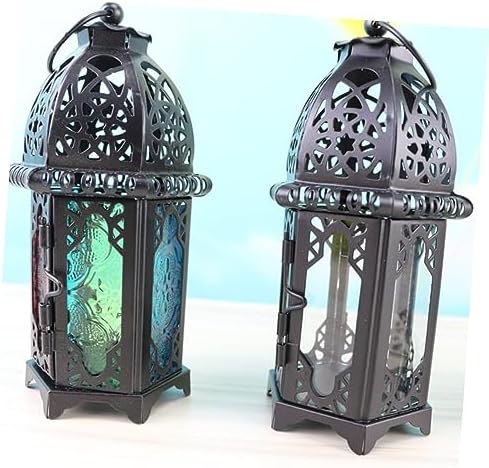 2pcs Morocco Style Iron Glass Candle Lanterns Xmas Decorative - Image 5