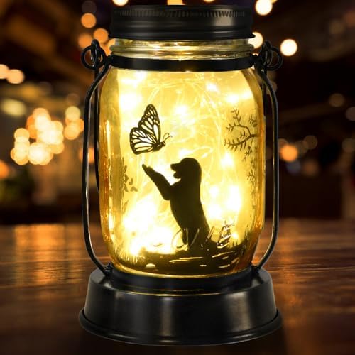 kyoryuger Dog Solar Lanterns Retriever Dog Solar Lights Golden Retriever Gifts for Women Men Dog Lovers Gifts Decorative Hanging Dog Lanterns with Stake for Yard Garden Decor Outdoor Dog Light by kyoryuger