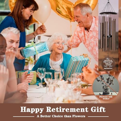 Retirement Wind Chimes, 32" Copper Aluminum, Modern Style, Adjustable, Outdoor Use - Image 2
